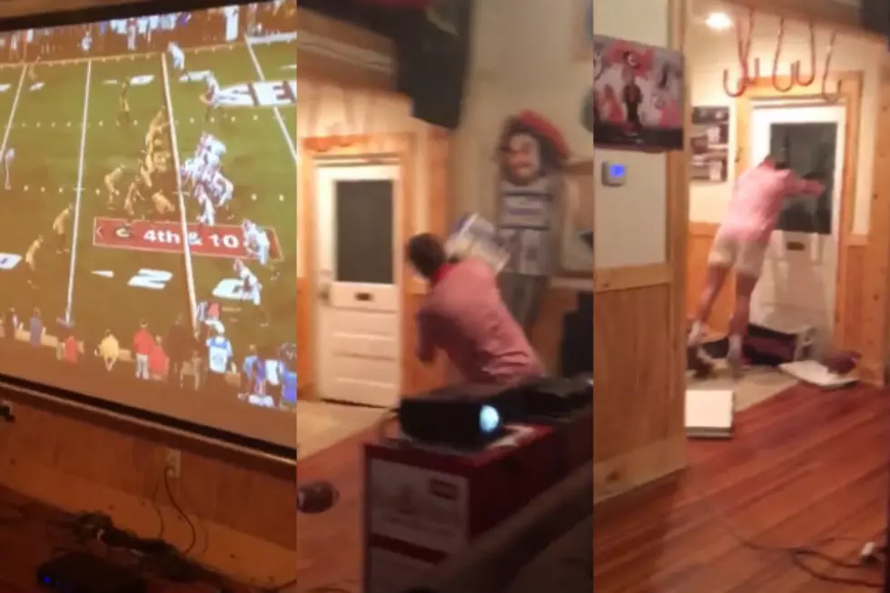 Idiot Georgia Fan Celebrates And Almost Flies Through A Window [VIDEO]